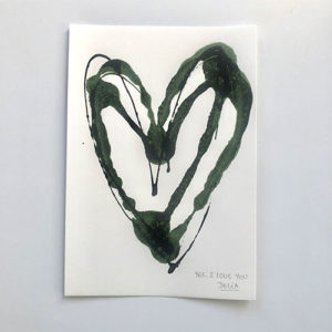 Corazón tinta china delia Rubio verde