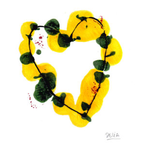 corazón amarillo verde Delia Rubio
