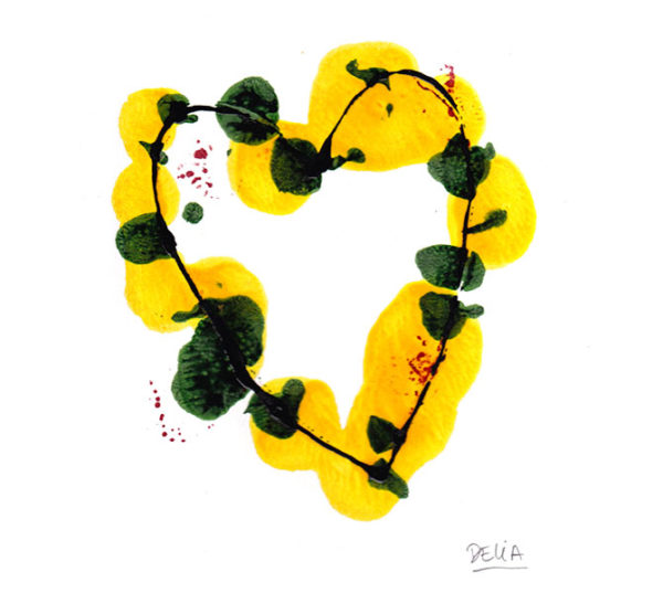 corazón amarillo verde Delia Rubio